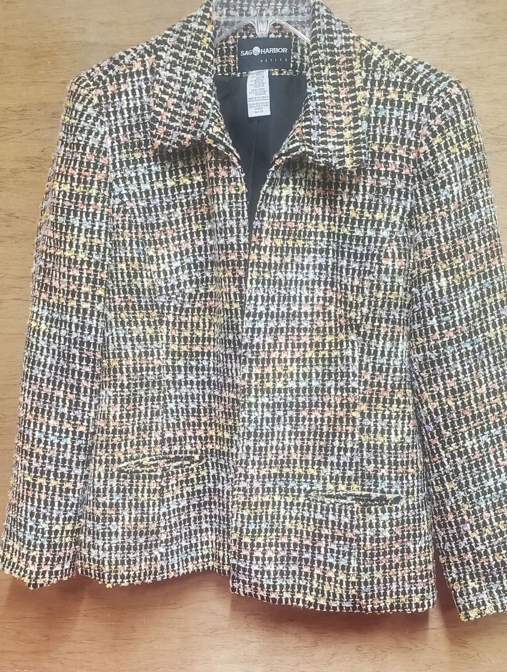 Sag Harbor Ladies Tweed Rainbow Pastel Colors Blazer 14P